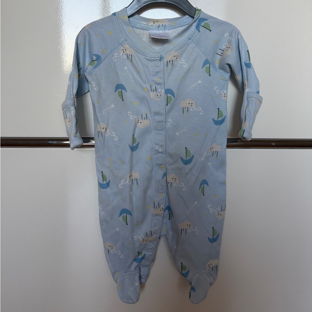 Hanna Andersson 100% Organic Pima cotton Light Blue Printed Kids One Piece
